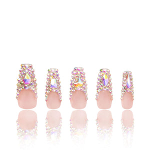 LOVFUL Angel's Tear Rhinestone Handmade Reusable Full Cover Press on Nails H48