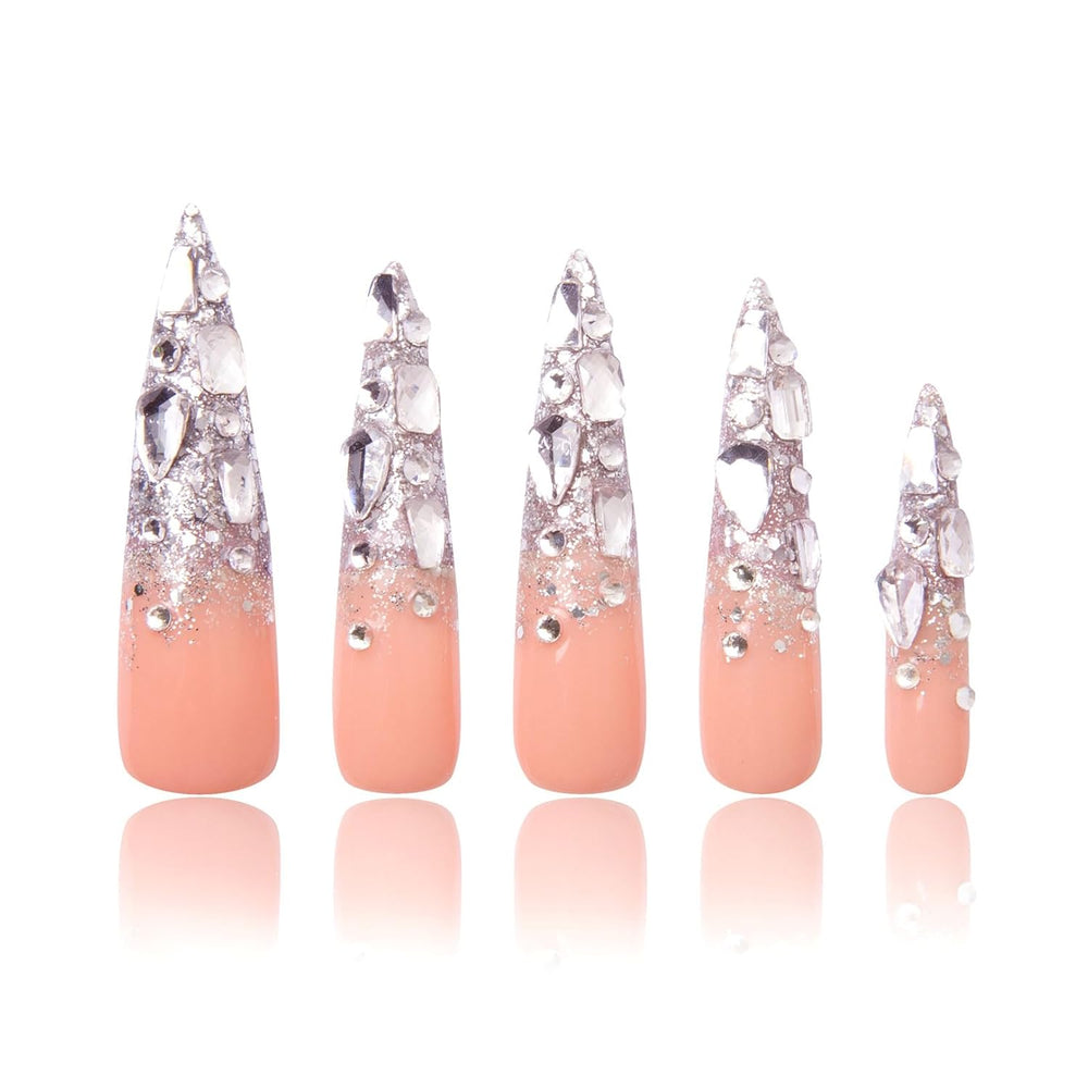 LOVFUL Silver Wind Handmade Reusable Full Cover Press on Nails H126