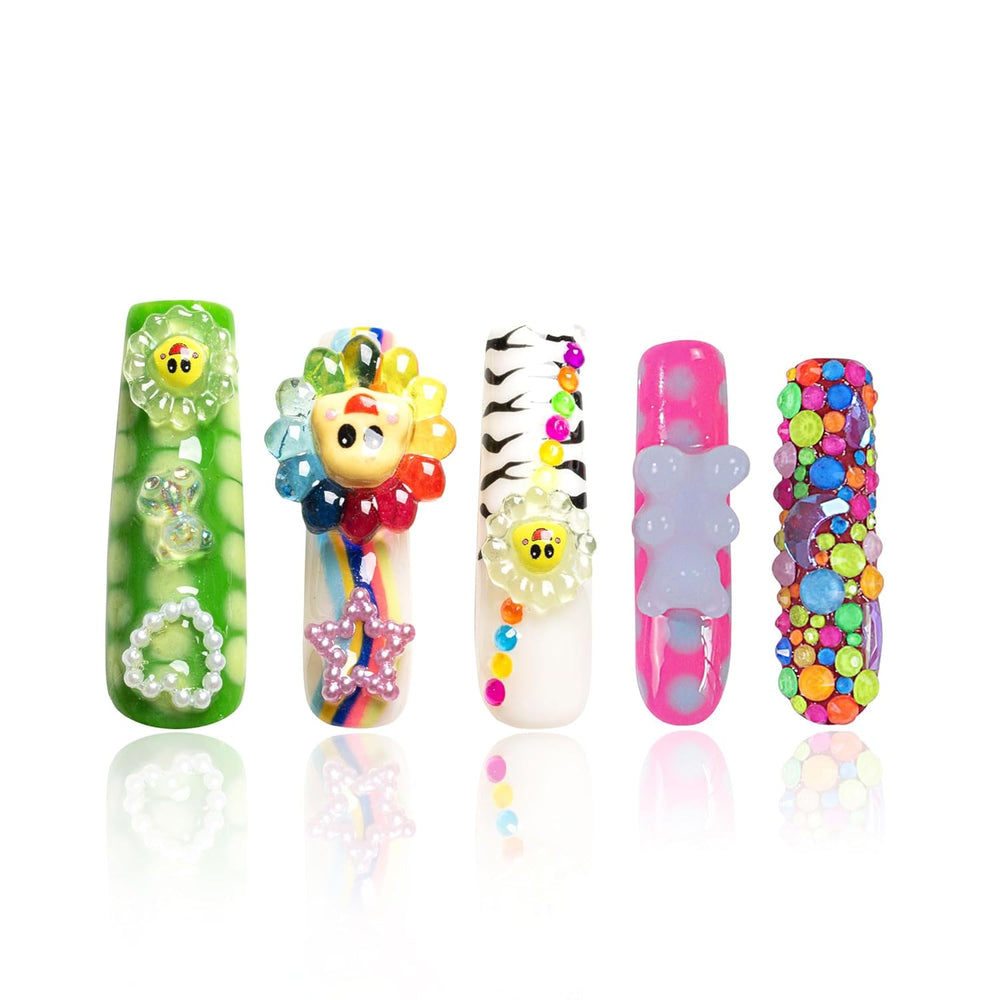 LOVFUL Lovkashi Flower Handmade Reusable Full Cover Press on Nails H65