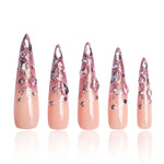 LOVFUL Pink Glitter Handmade Reusable Full Cover Press on Nails H60