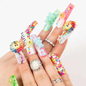 LOVFUL Lovkashi Flower Handmade Reusable Full Cover Press on Nails H65