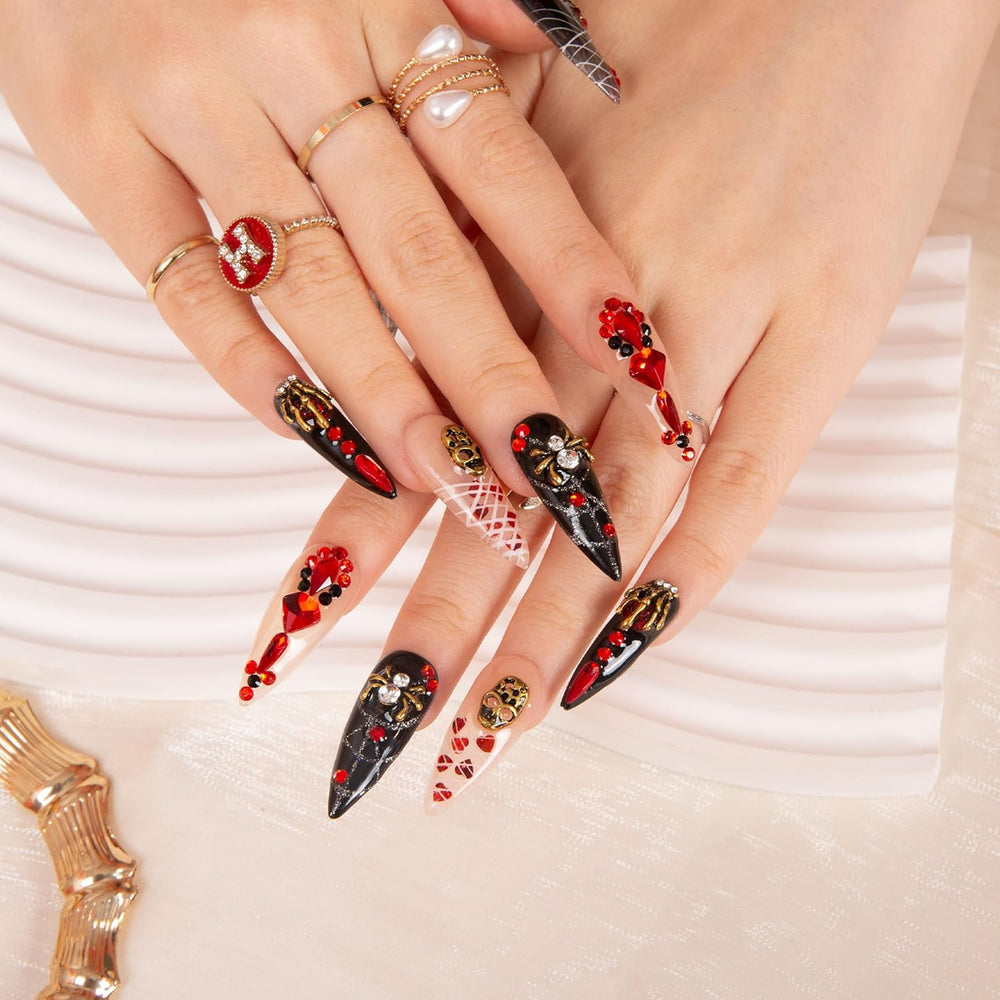 LOVFUL Halloween Bleeding Love Handmade Reusable Full Cover Press on Nails H42