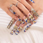 LOVFUL The Palace of Murals Blue Handmade Reusable Full Cover Press on Nails H174