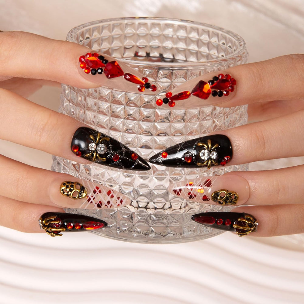 LOVFUL Halloween Bleeding Love Handmade Reusable Full Cover Press on Nails H42