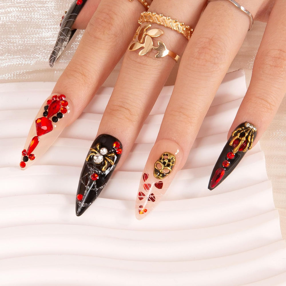 LOVFUL Halloween Bleeding Love Handmade Reusable Full Cover Press on Nails H42