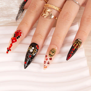 LOVFUL Halloween Bleeding Love Handmade Reusable Full Cover Press on Nails H42