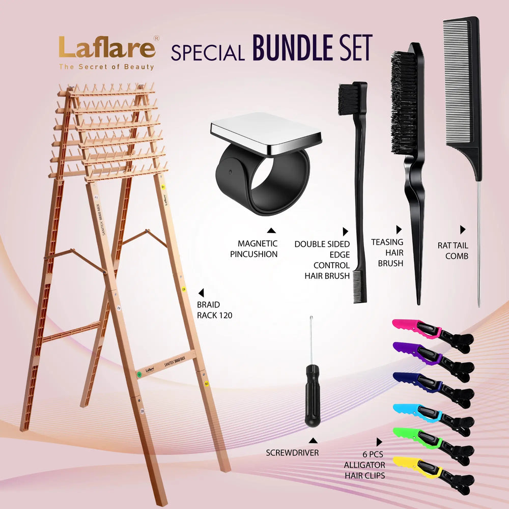 Laflare Braid Rack 120 Spools, 2-Sided Braiding Hair Stand Organizer - Versatile Extension Holder with Gift