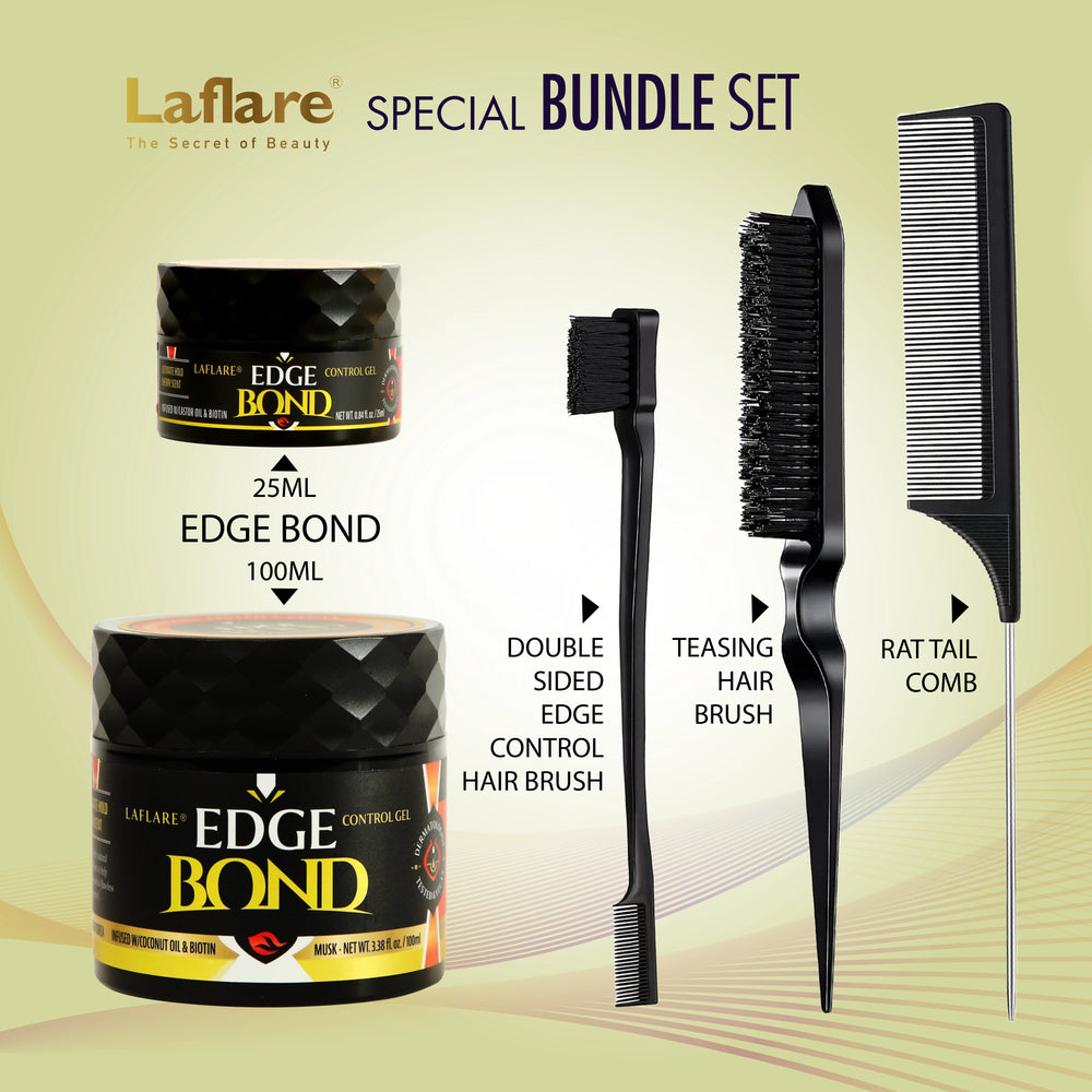Edge Bond Control Gel Set with Comb Set for Hair Styling
