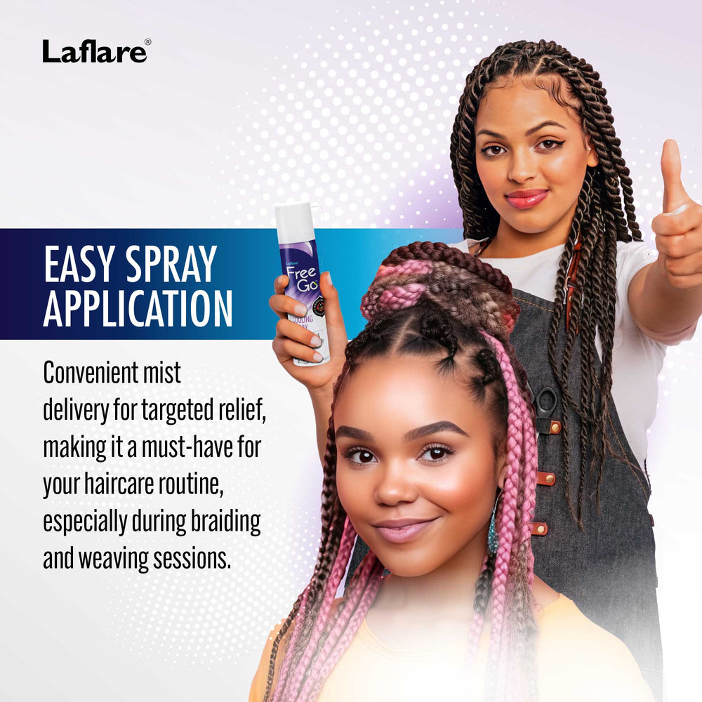 Cooling Spray for Braiding, Wig & Weaving. Instantly Reduce Temperature & Relief Itchy Scalp and Skin, Vegan(Biotin, Tea Tree, Castor Oil) Travel Size