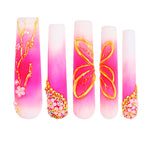 LOVFUL Cherry Blossom Handmade Reusable Full Cover Press on Nails H124