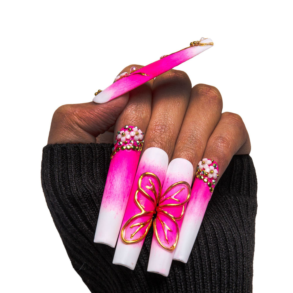 LOVFUL Cherry Blossom Handmade Reusable Full Cover Press on Nails H124