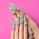 LOVFUL Silver Majesty Handmade Reusable Full Cover Press on Nails H212