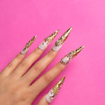 LOVFUL Golden Gala Handmade Reusable Full Cover Press on Nails H240