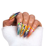LOVFUL Rainbow Glass Handmade Reusable Full Cover Press on Nails H252