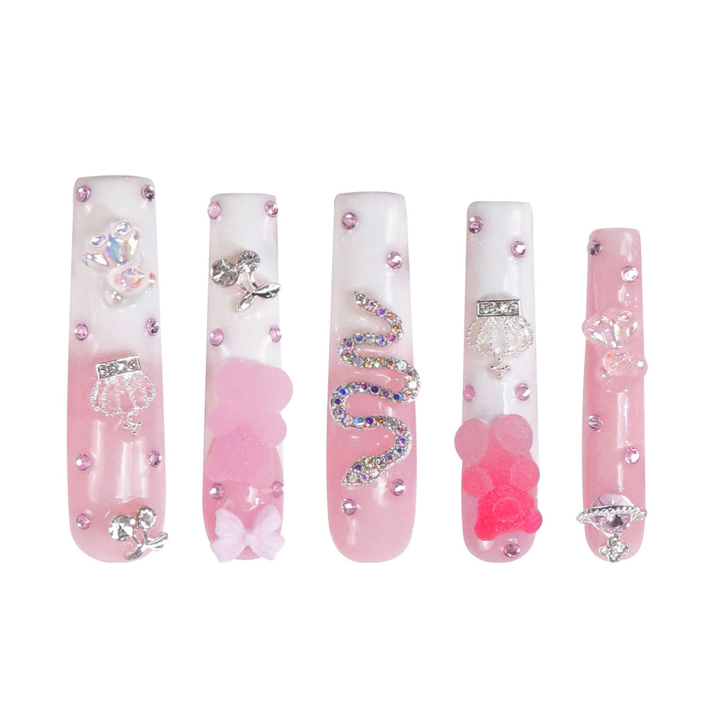 LOVFUL Gummy Bear Glam Handmade Reusable Full Cover Press on Nails H26