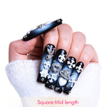 LOVFUL Grey Atomic Handmade Reusable Full Cover Press on Nails H297