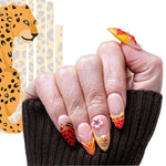 LOVFUL Savanna Flame Handmade Reusable Full Cover Press on Nails H362