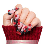 LOVFUL Scarlet Noir Handmade Reusable Full Cover Press on Nails H451
