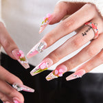 LOVFUL Blushing Tulips Handmade Reusable Full Cover Press on Nails H459