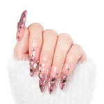 LOVFUL Pink Glitter Handmade Reusable Full Cover Press on Nails H60