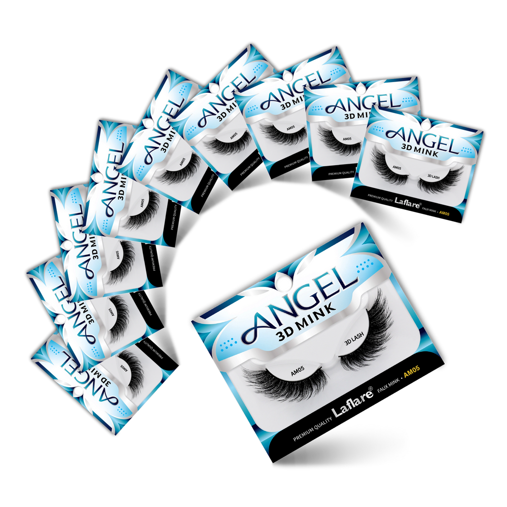 3D MINK ANGEL Eyelashes,10 Single Packs Luxury Synthetic False Eyelashes,16mm Dramatic Look Maximum Volume. Flare shape, Reusable Faux Lashes