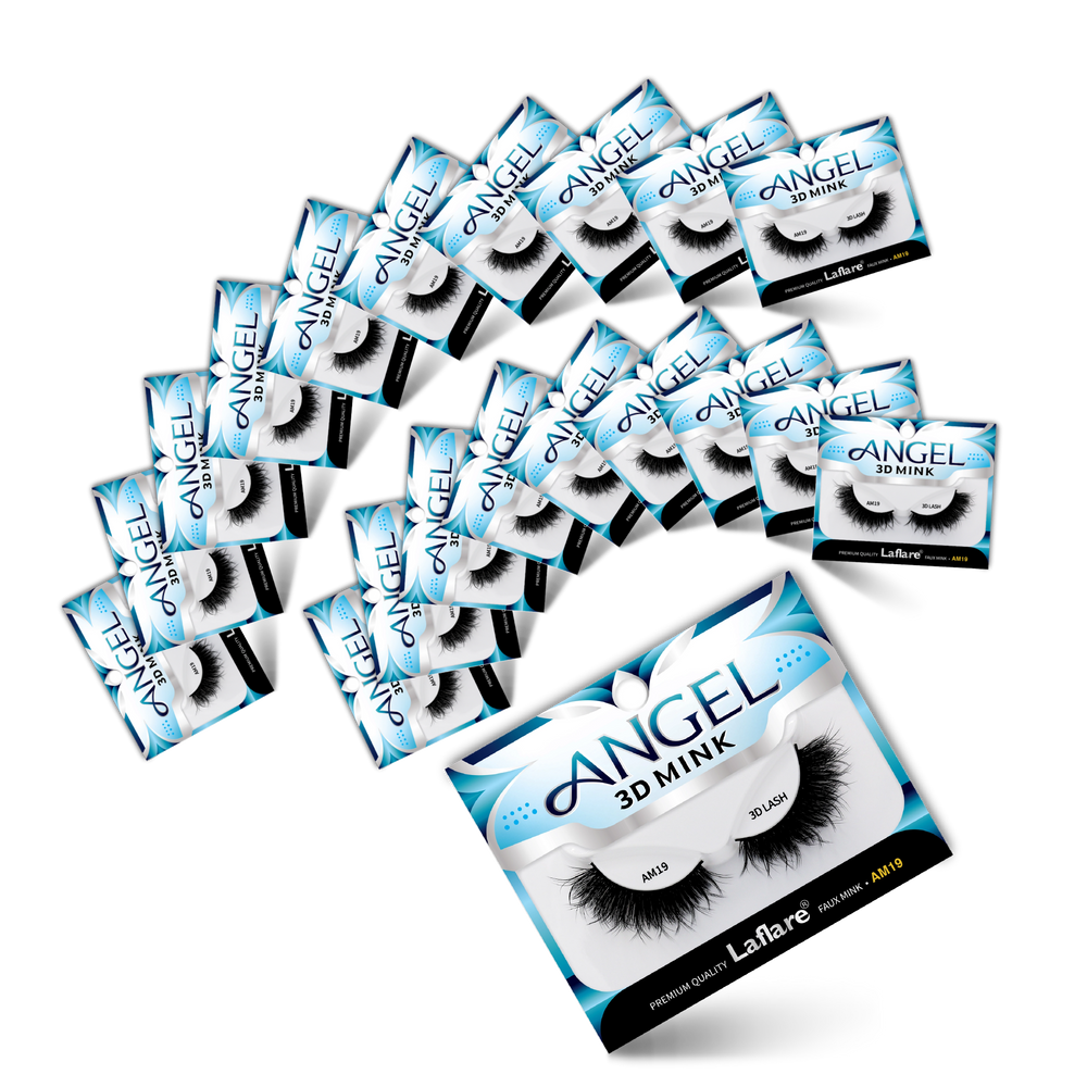 3D MINK ANGEL Eyelashes, 20 Single Packs Luxury Synthetic False Eyelashes,16mm Dramatic Look Maximum Volume. Flare shape, Reusable Faux Lashes
