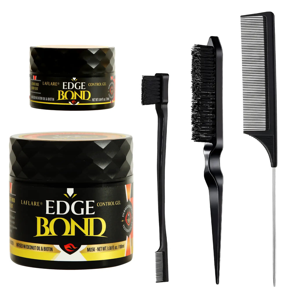 Edge Bond Control Gel Set with Comb Set for Hair Styling