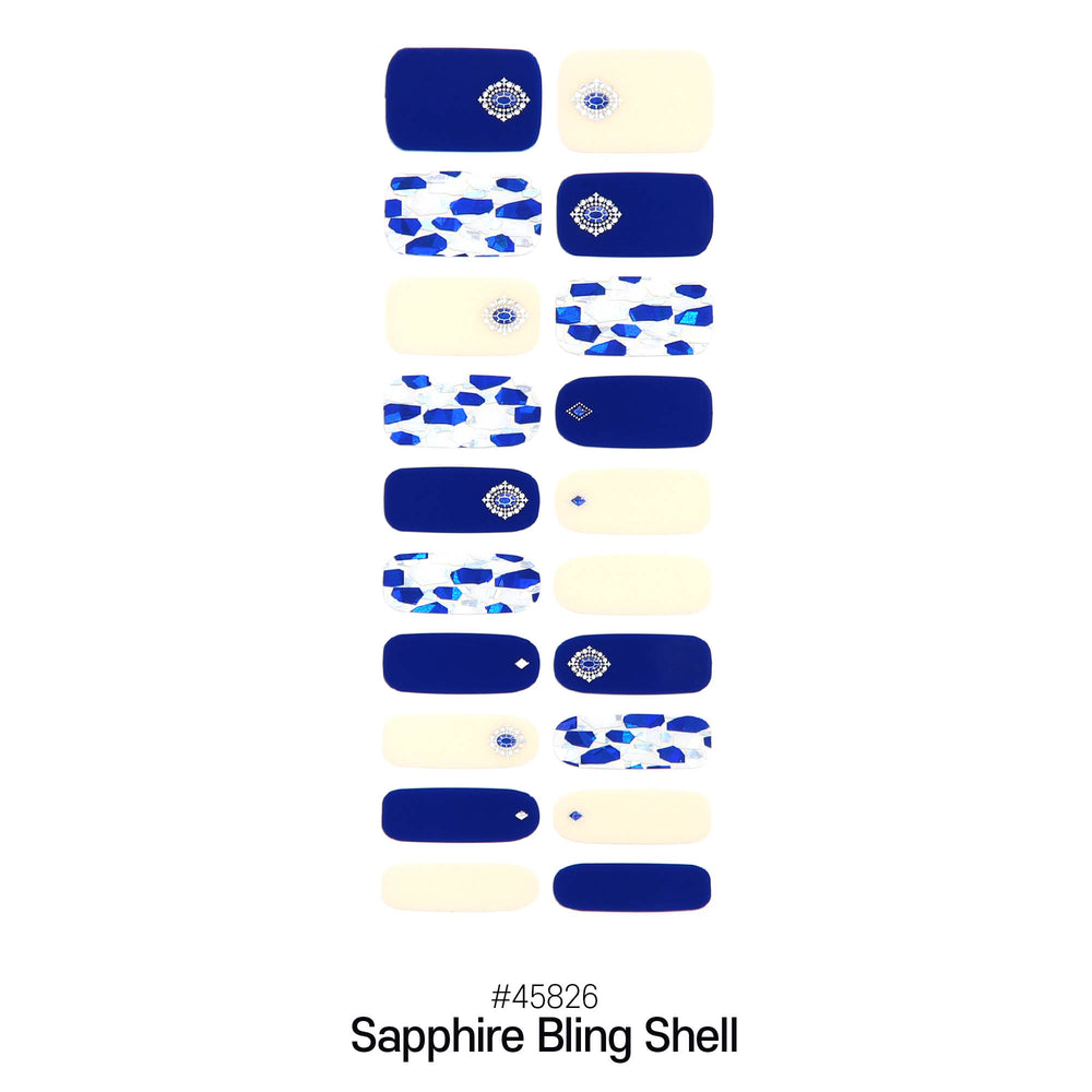 GEL NAIL STRIPS - 45826 Sapphire Bling Shell